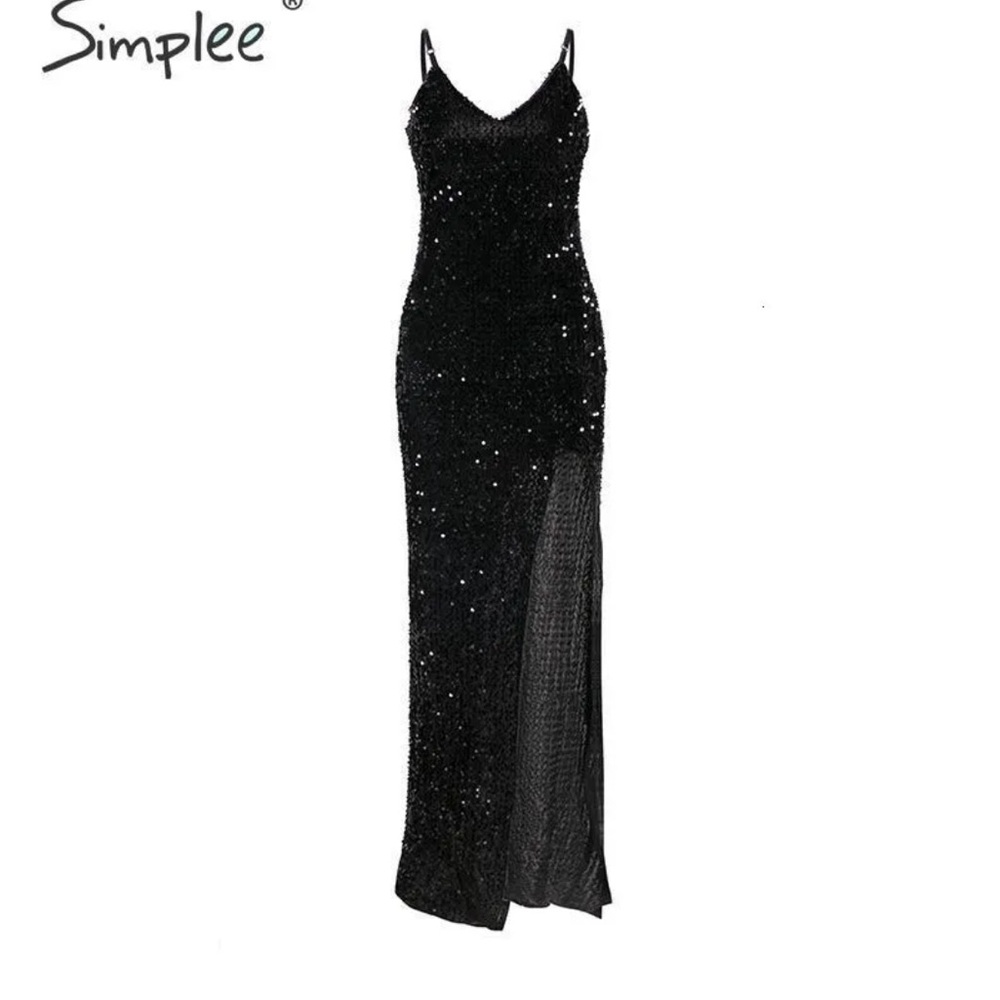 Simplee Apparel Sparkling Black Maxi Dress